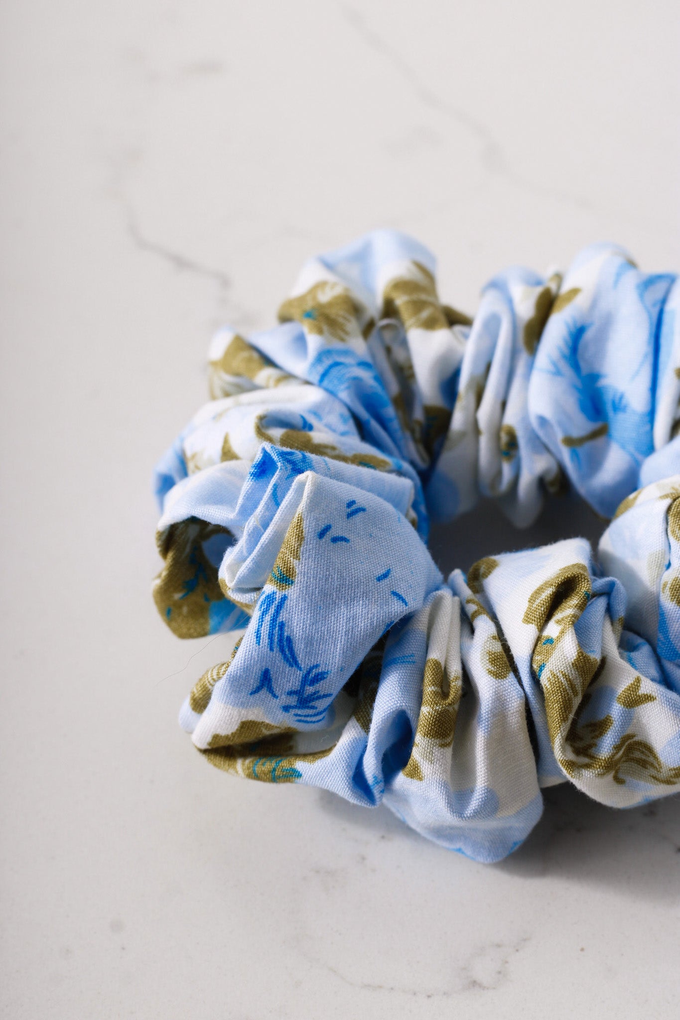 Blue Rose Garden Scrunchie