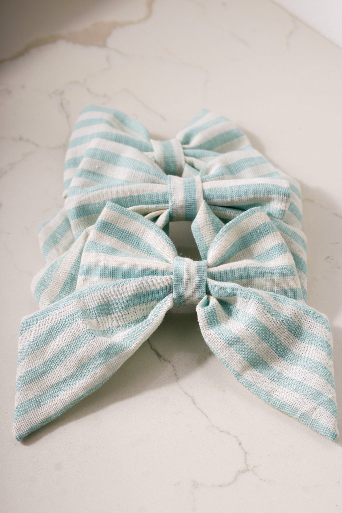 Green Stripe Mini Hair Bow