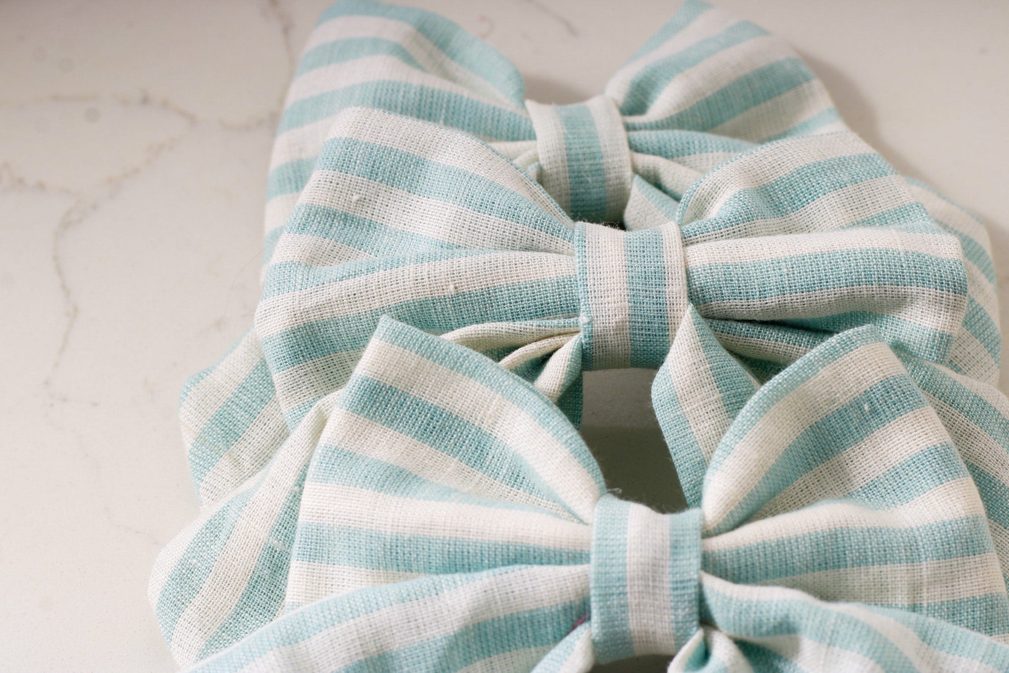 Green Stripe Mini Hair Bow