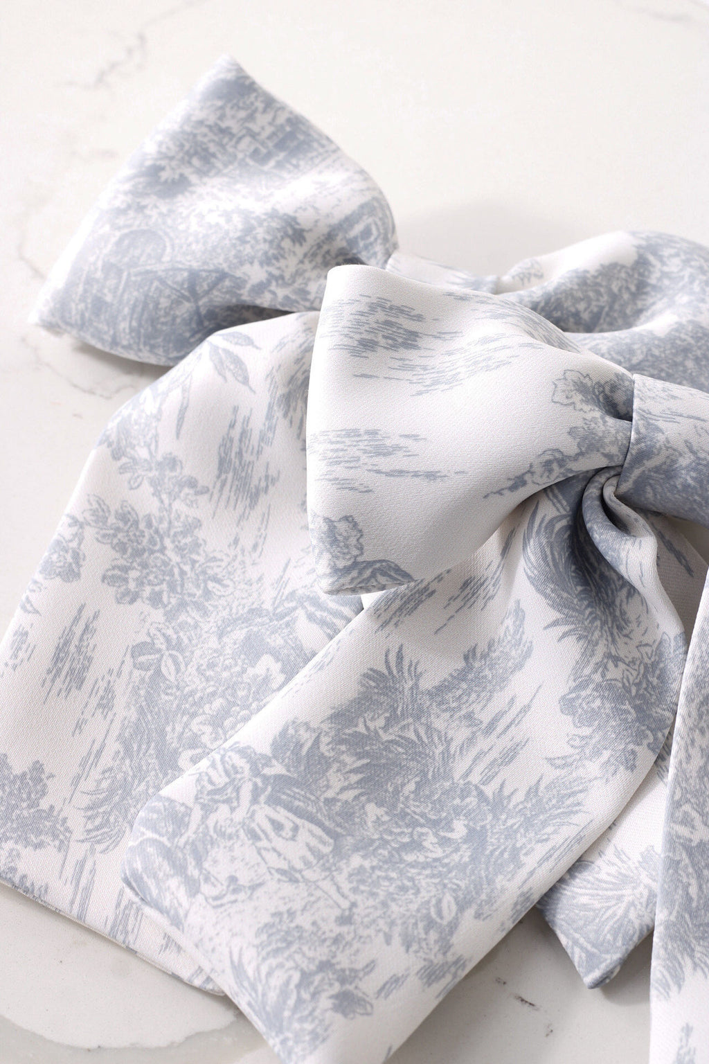 Grey French Toile Hair Bow