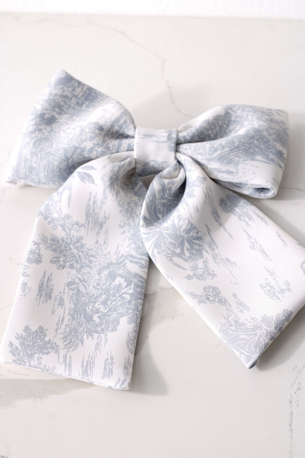 Grey French Toile Hair Bow