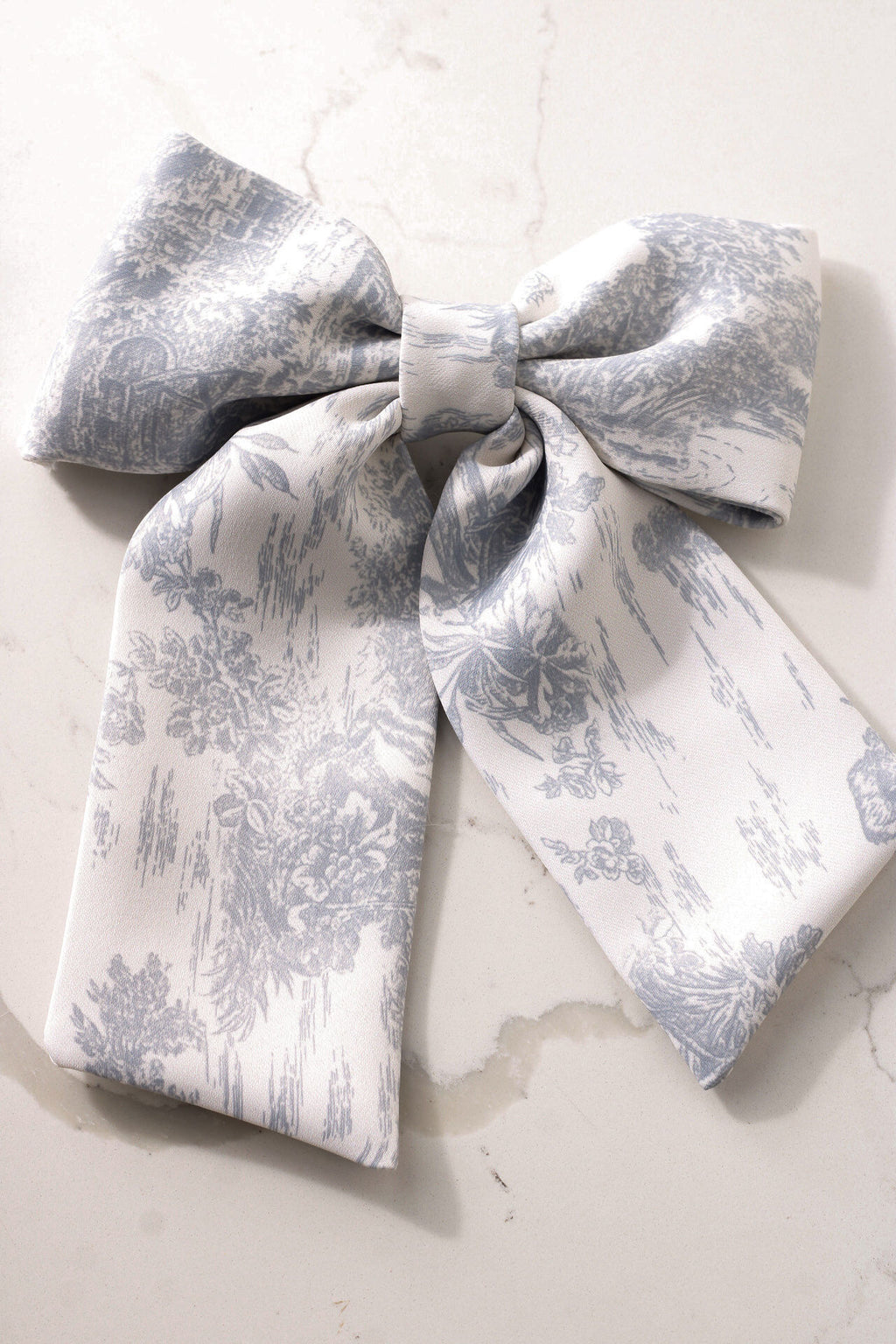 Grey French Toile Hair Bow