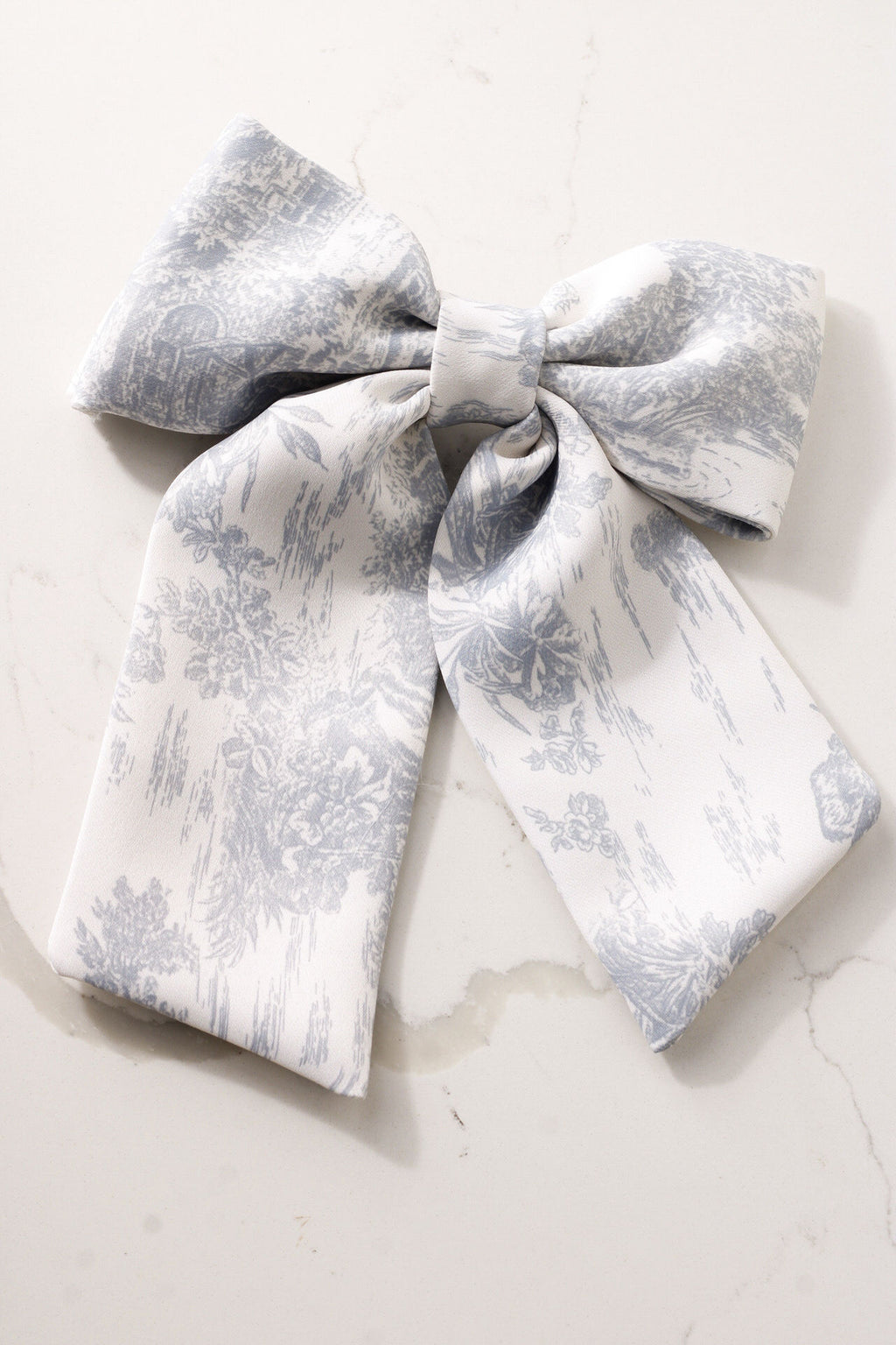 Grey French Toile Hair Bow