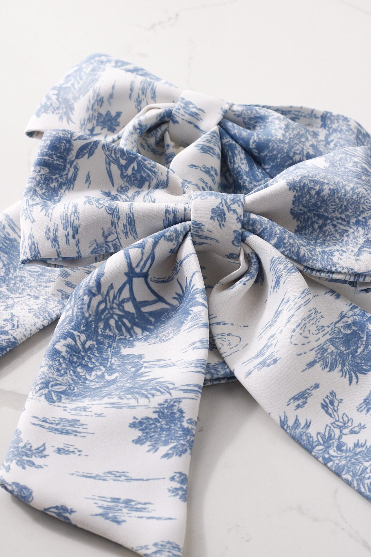 French Blue Toile Hair Bow