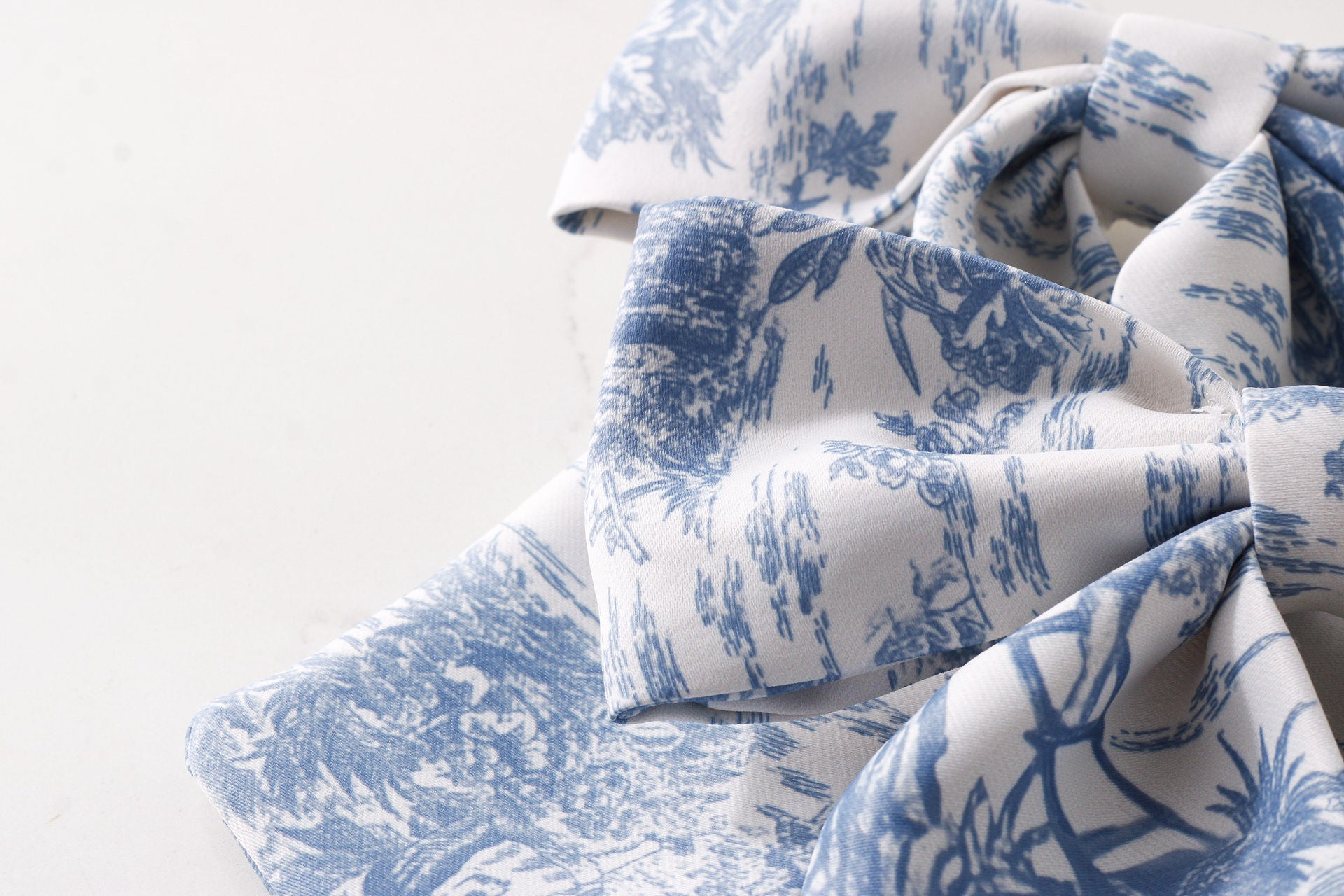 French Blue Toile Hair Bow