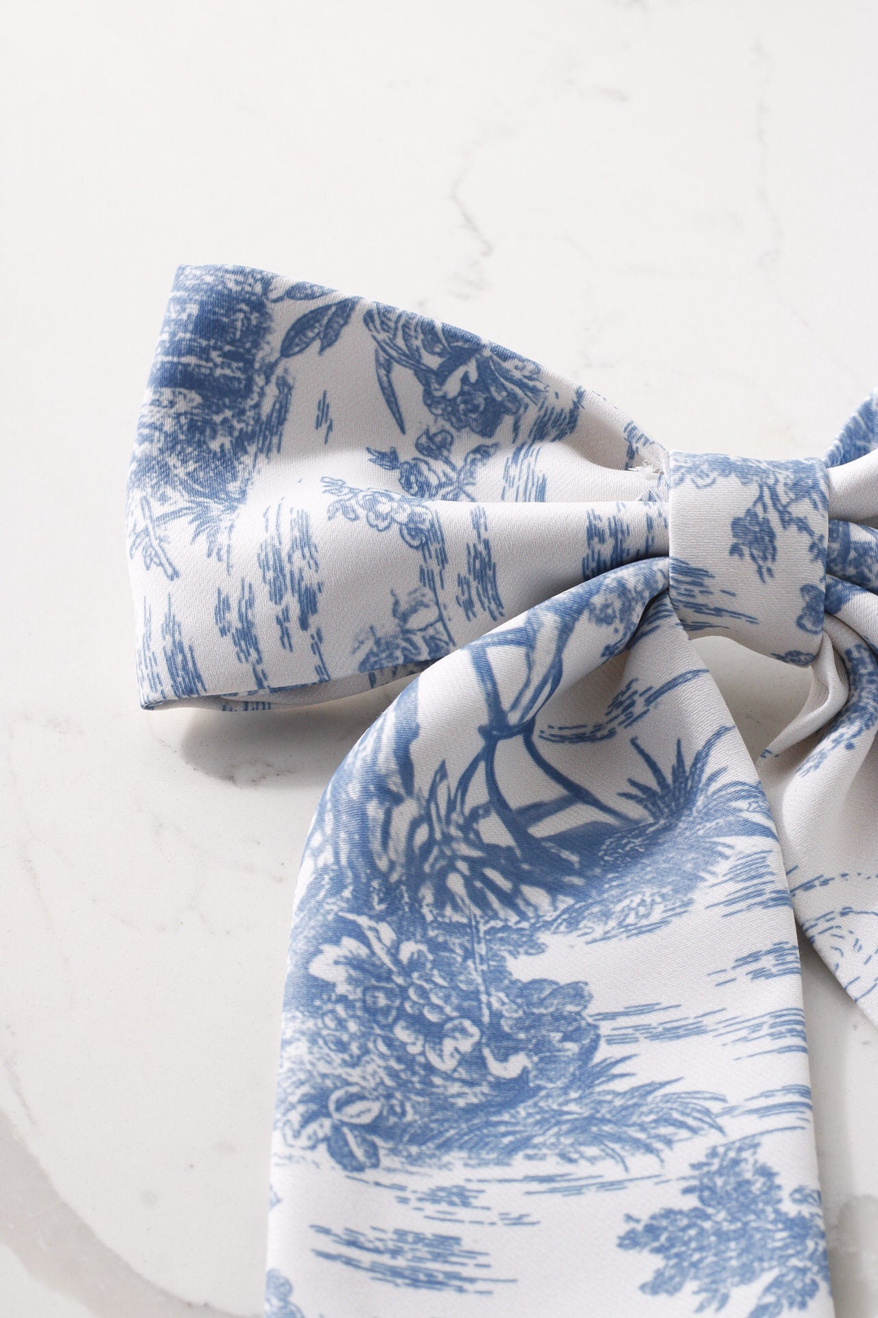 French Blue Toile Hair Bow