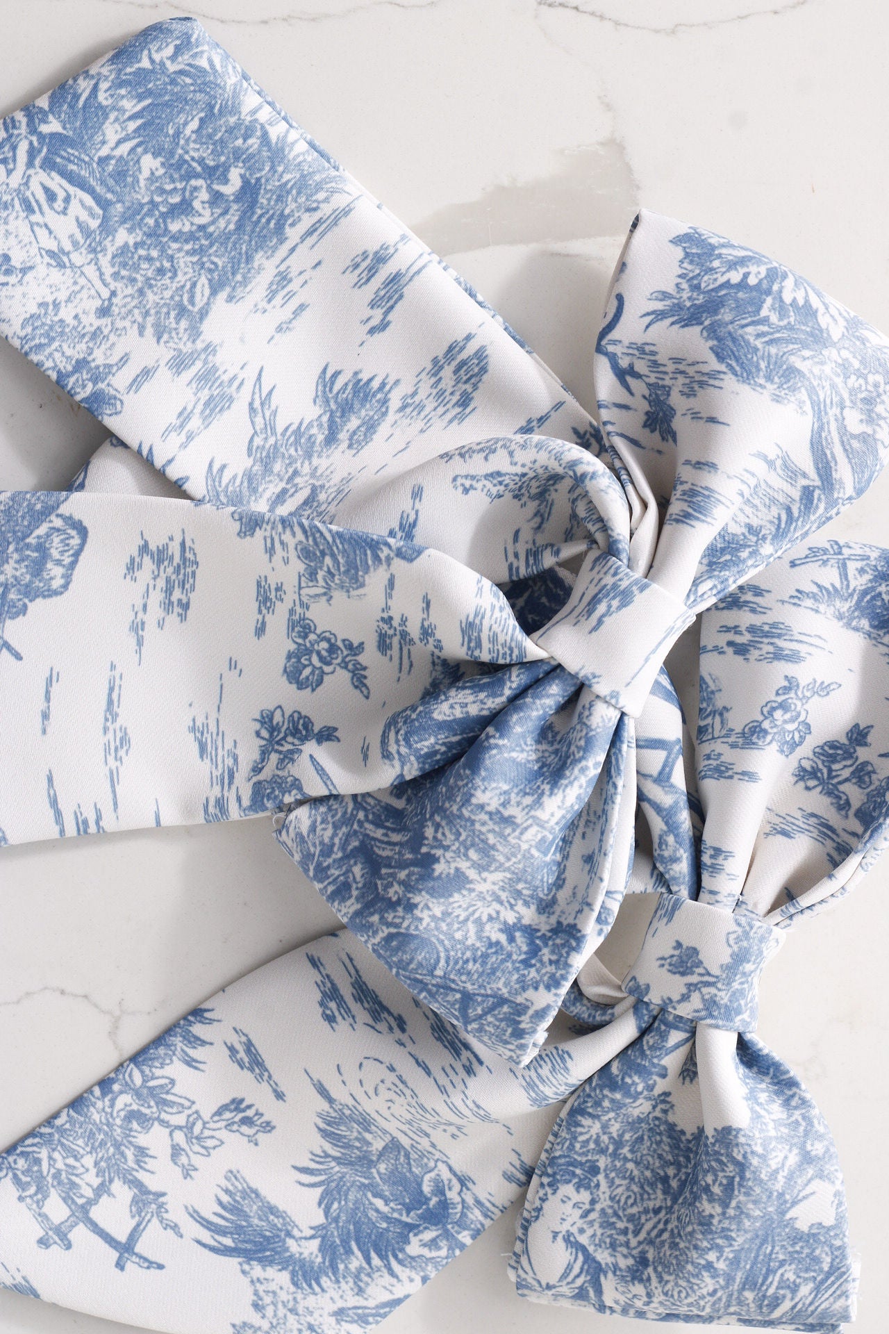 French Blue Toile Hair Bow
