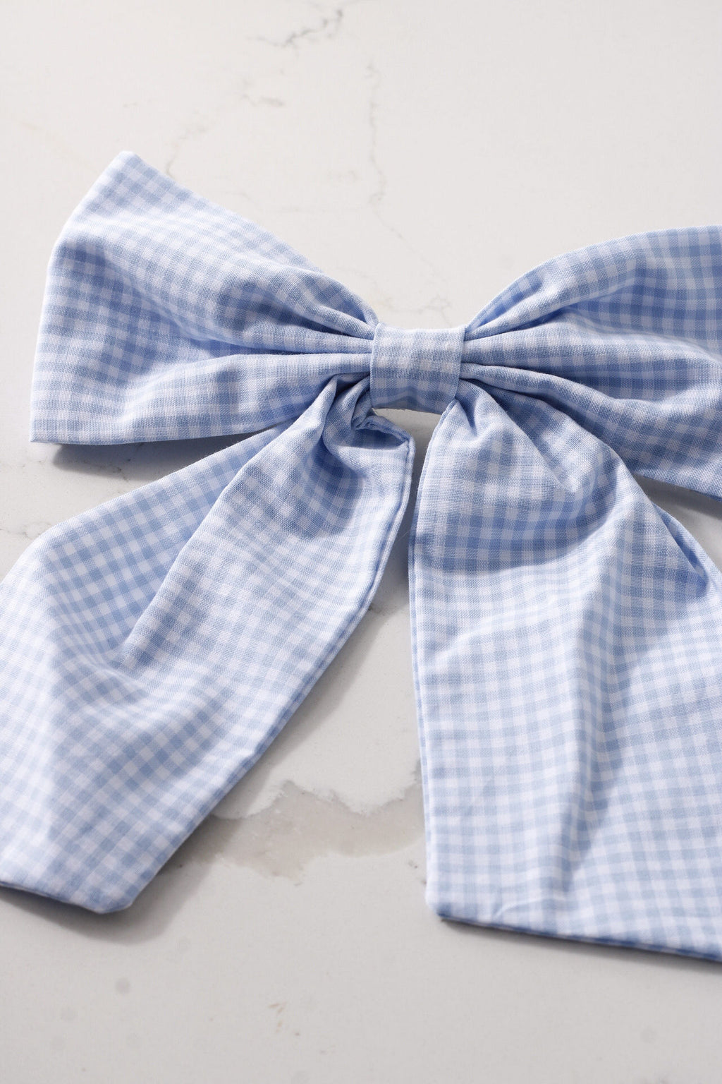 Blue Gingham Hair Bow