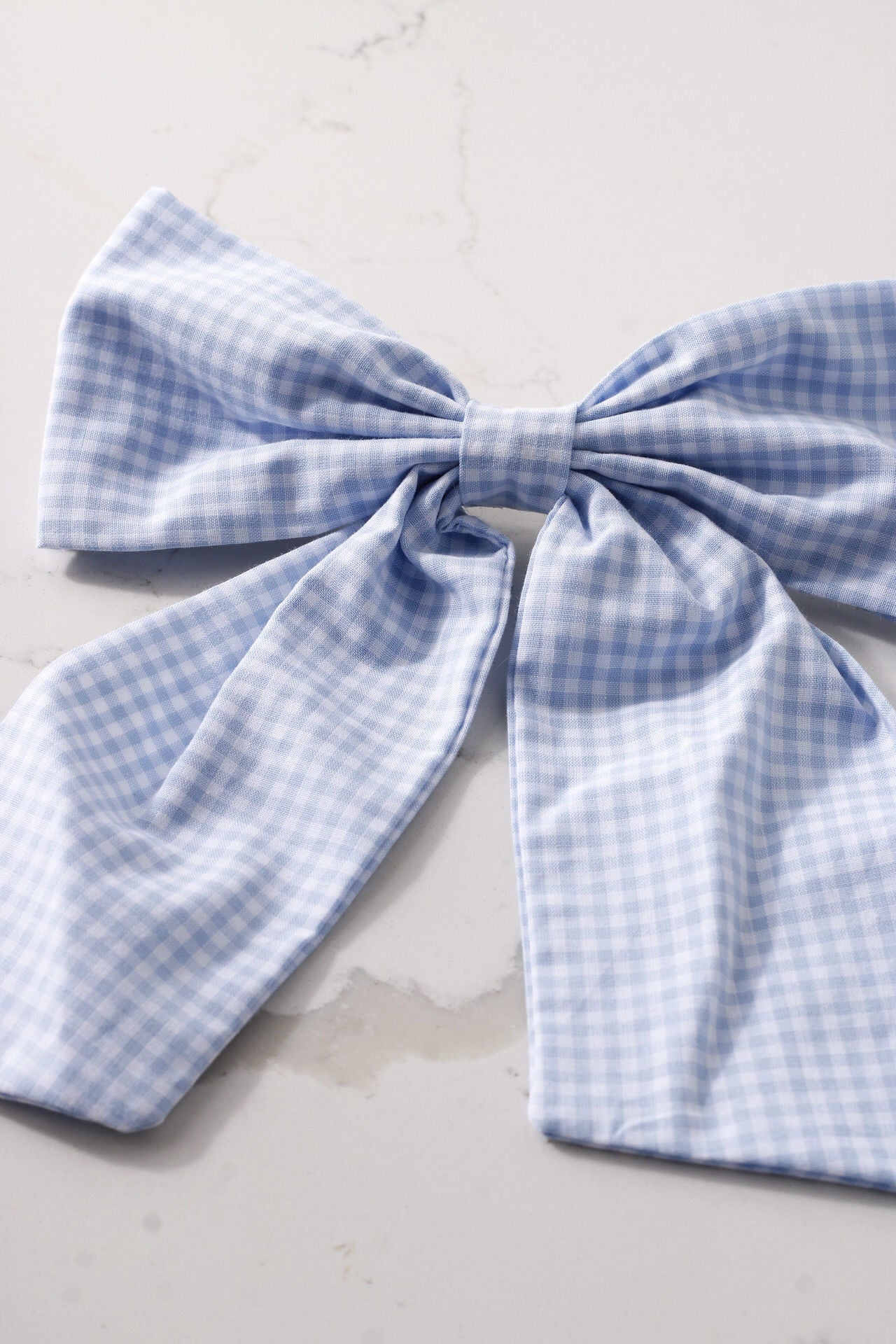 Blue Gingham Hair Bow