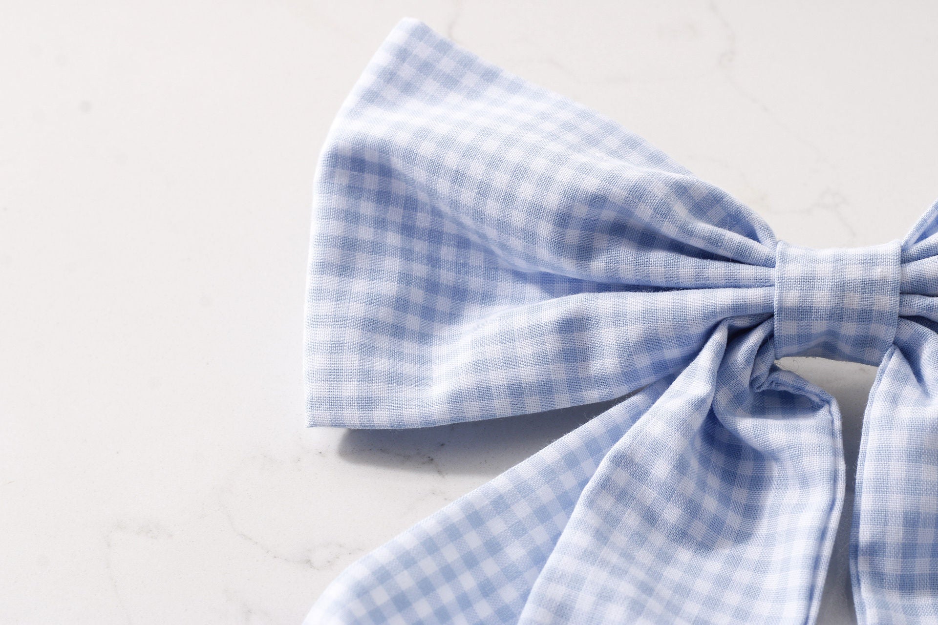 Blue Gingham Hair Bow