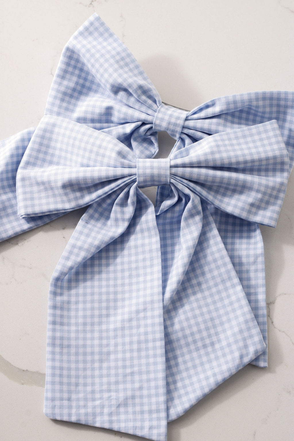 Blue Gingham Hair Bow