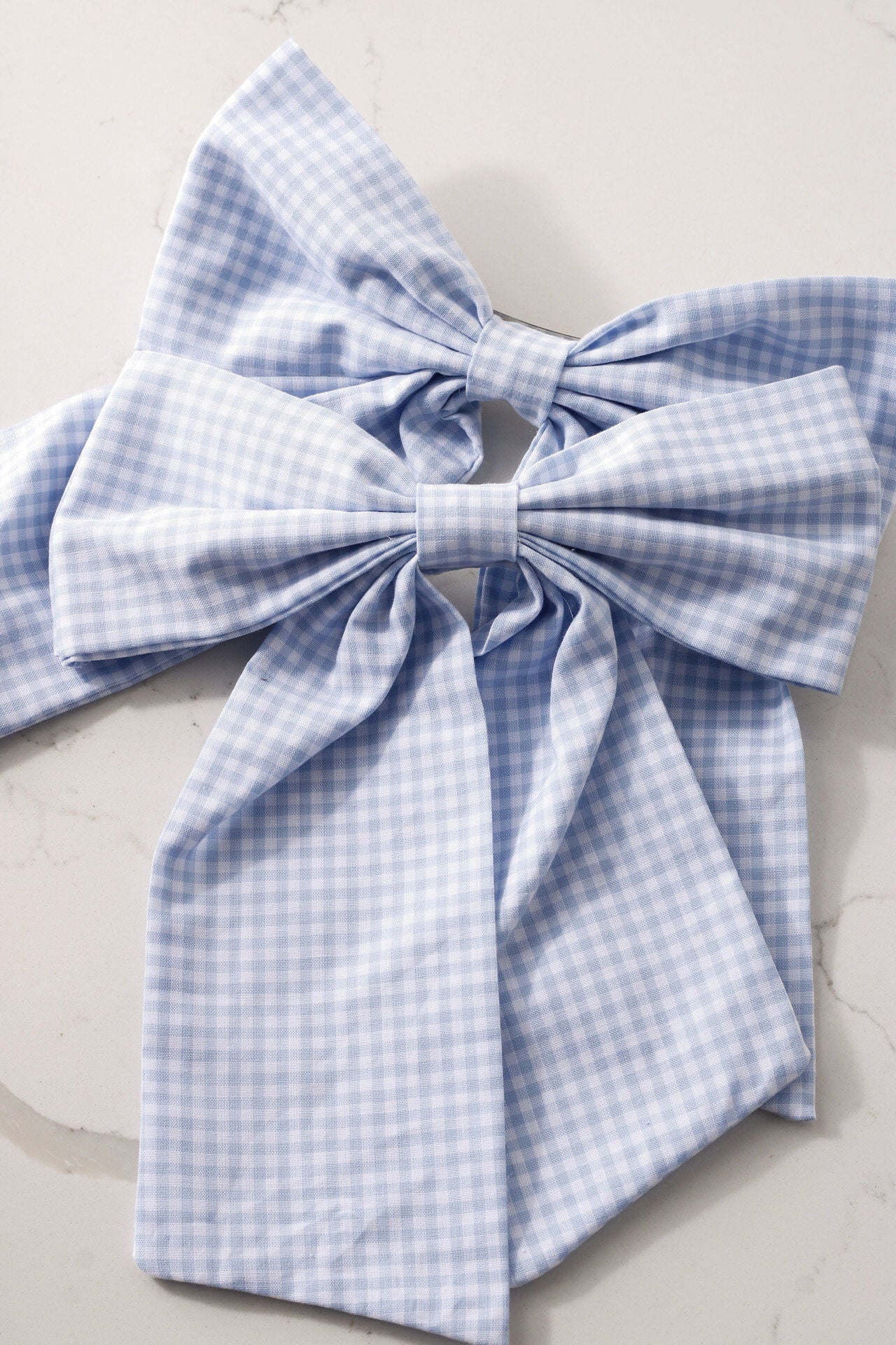 Blue Gingham Hair Bow