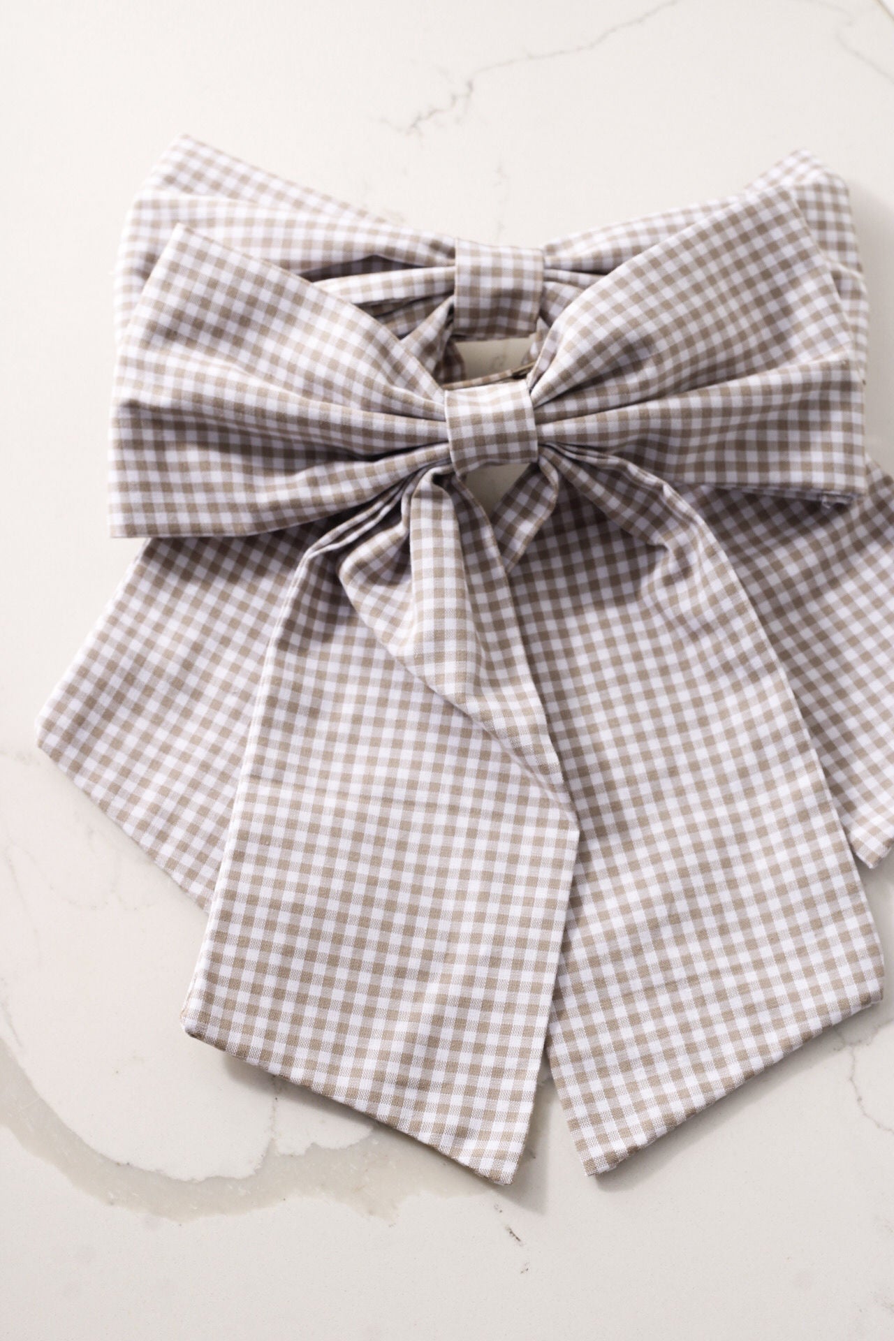 Beige Gingham hair bow