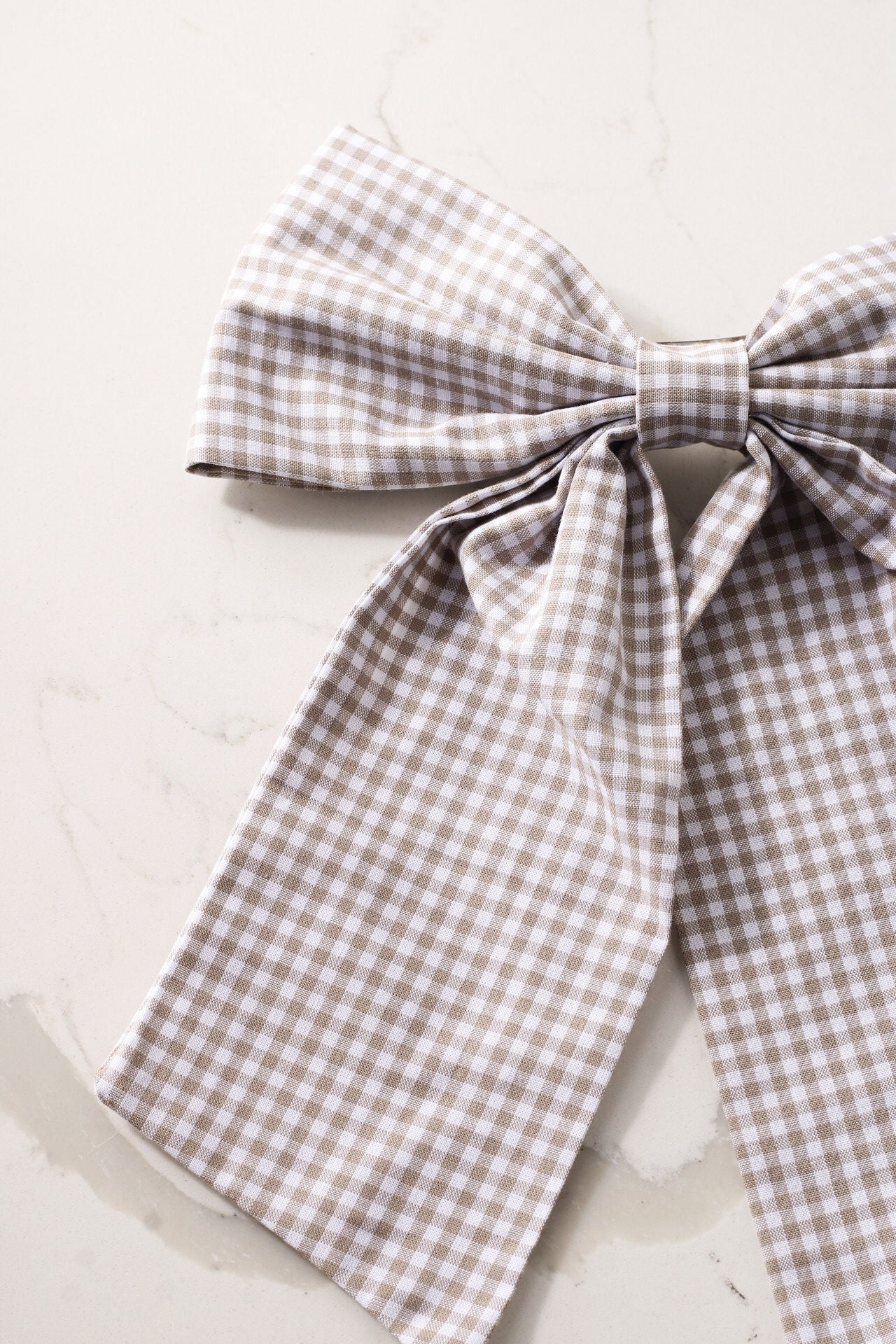Beige Gingham hair bow
