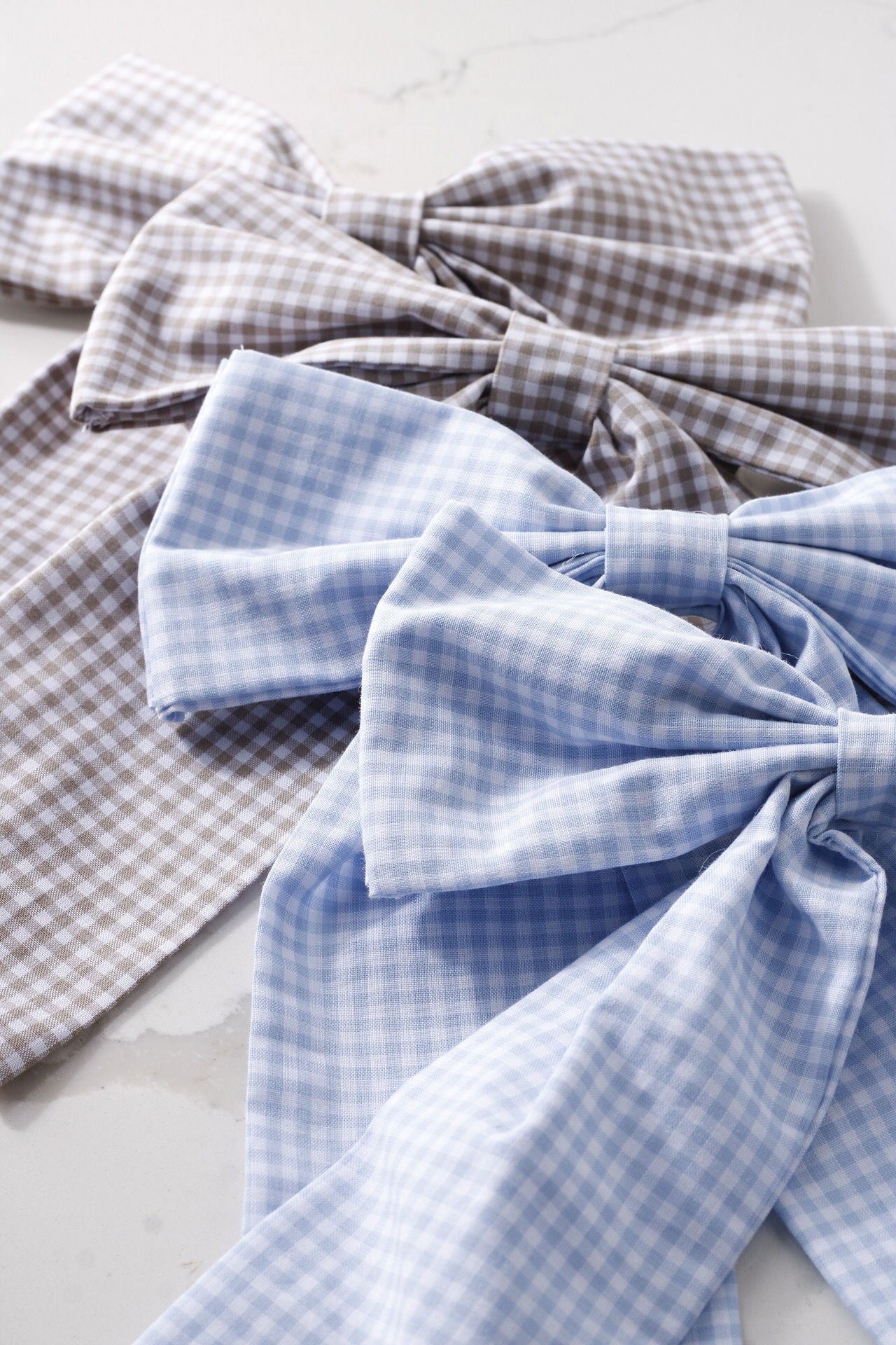 Beige Gingham hair bow