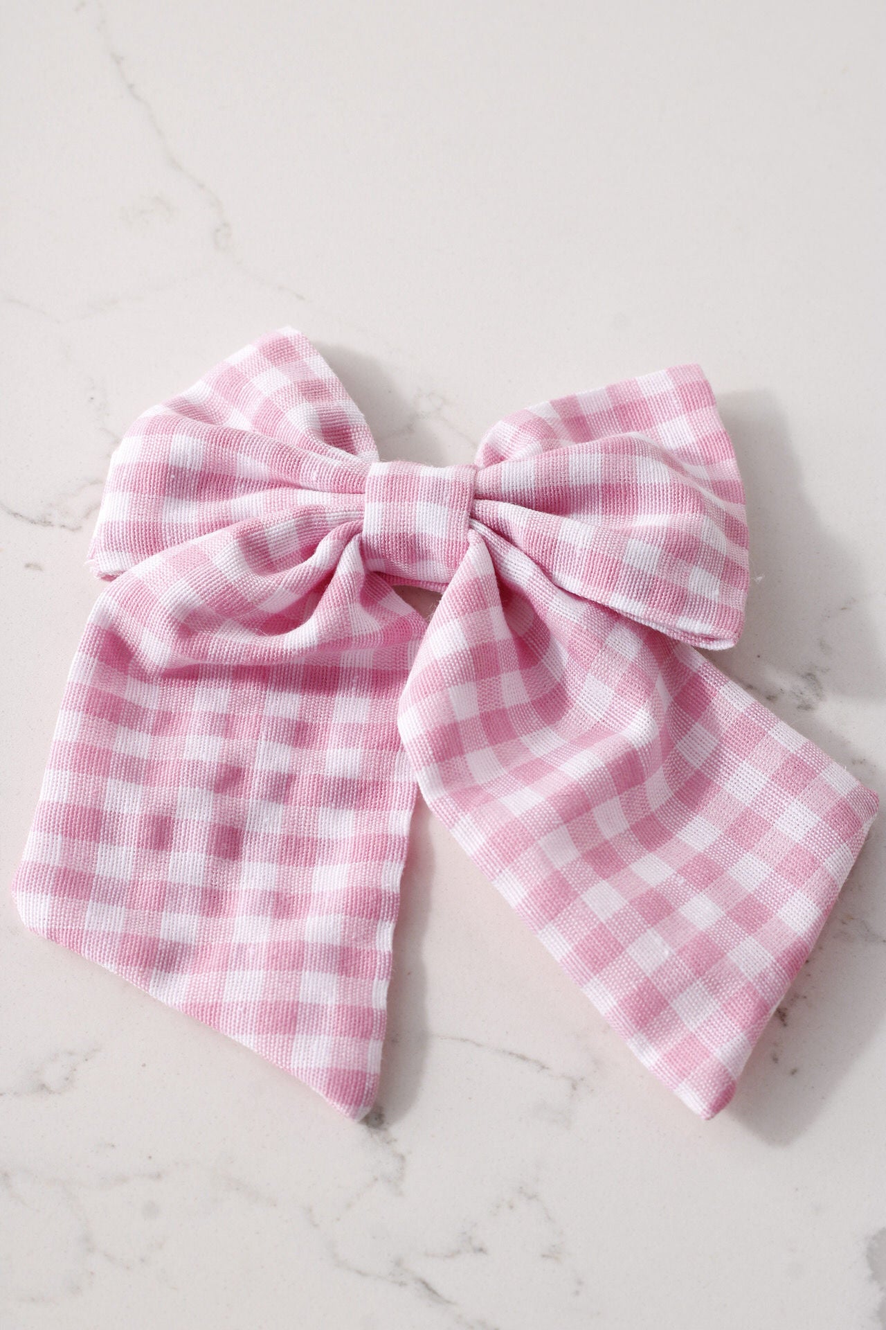 Pink Gingham Mini Hair Bow