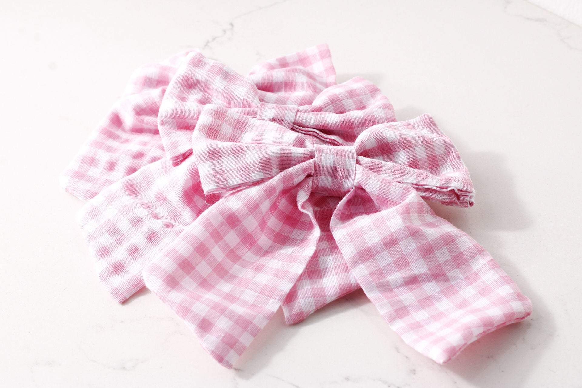 Pink Gingham Mini Hair Bow