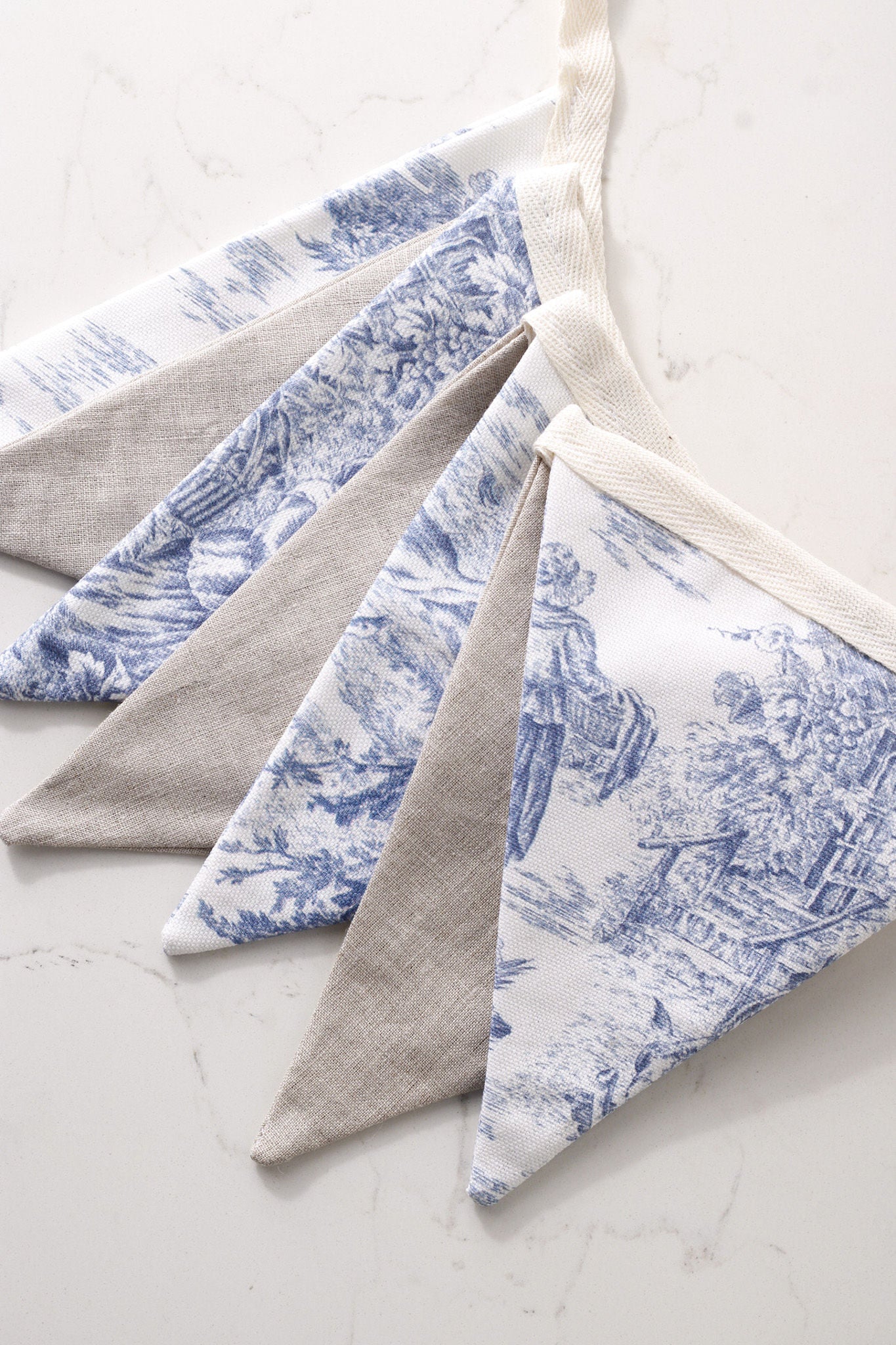 French Toile and Linen Bunting