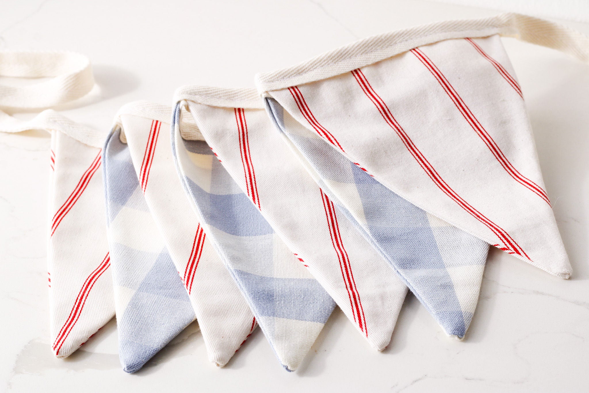 Blue Check & Red Stripe Cotton Bunting