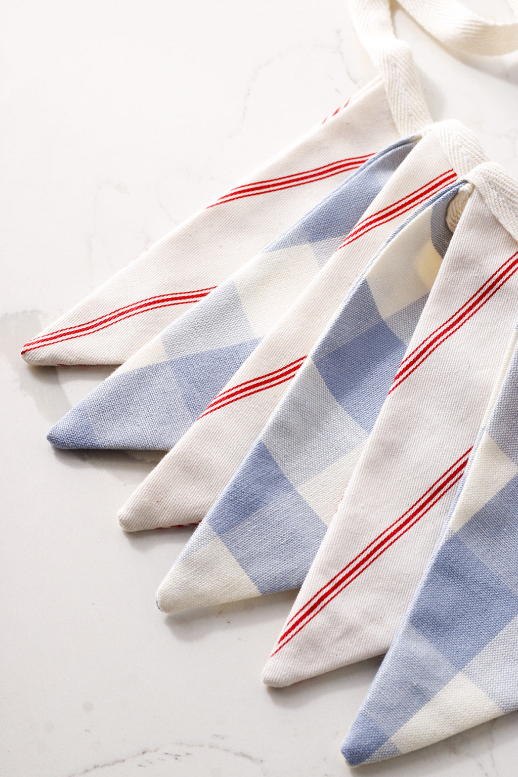 Blue Check & Red Stripe Cotton Bunting