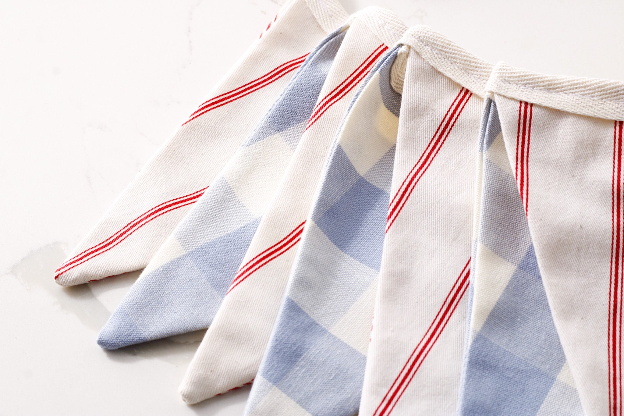 Blue Check & Red Stripe Cotton Bunting