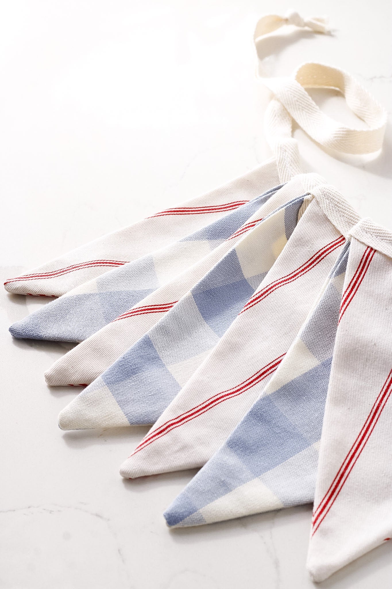 Blue Check & Red Stripe Cotton Bunting