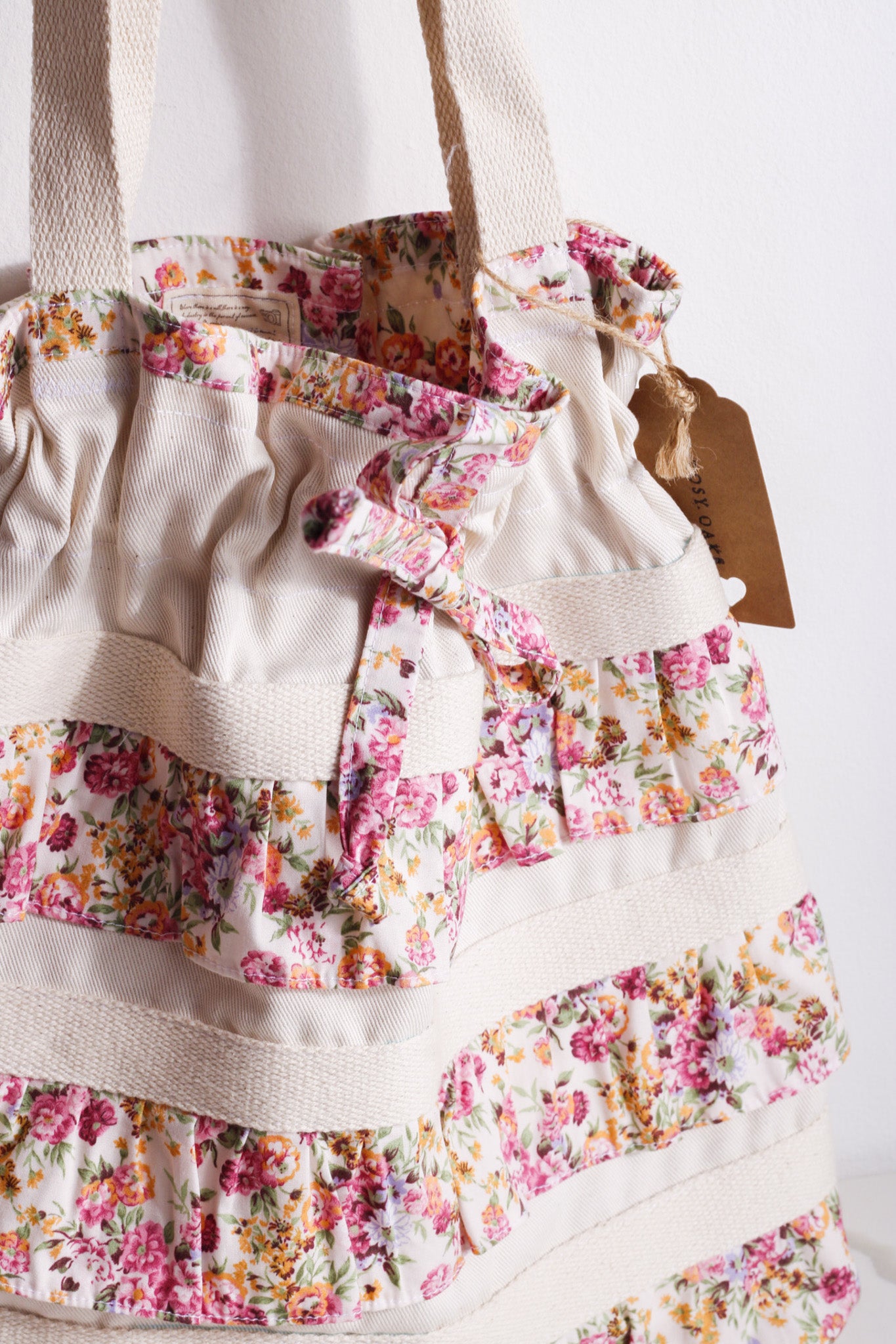 Rosewood Ruffle Drawstring Bag