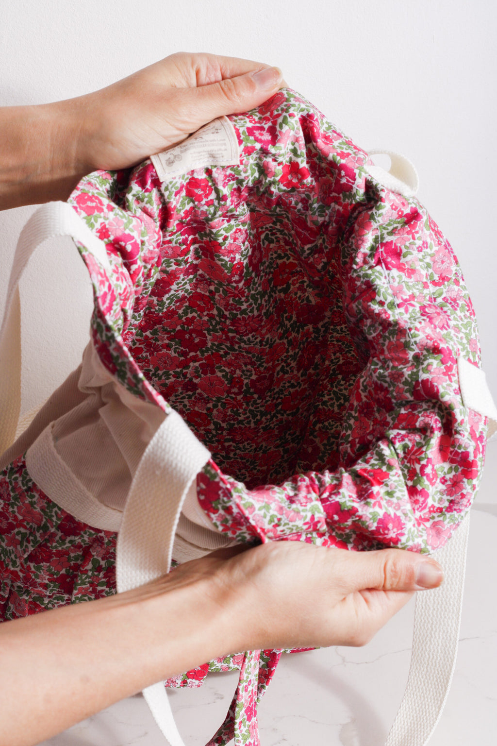 Ruby Red Ruffle Drawstring Bag